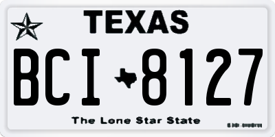 TX license plate BCI8127