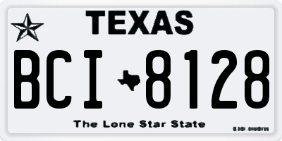 TX license plate BCI8128