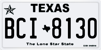 TX license plate BCI8130