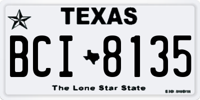 TX license plate BCI8135
