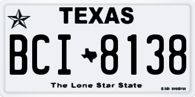 TX license plate BCI8138