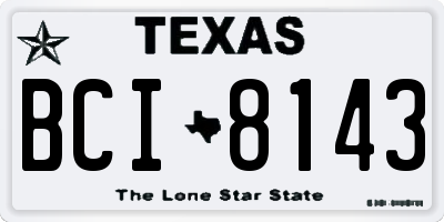 TX license plate BCI8143