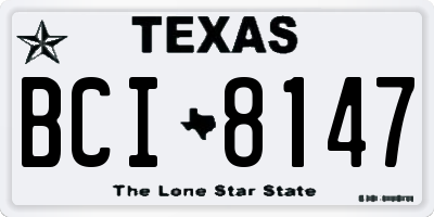 TX license plate BCI8147