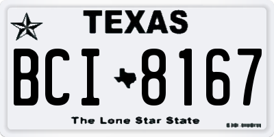 TX license plate BCI8167