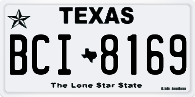 TX license plate BCI8169