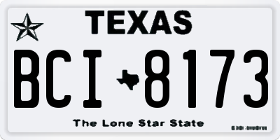 TX license plate BCI8173