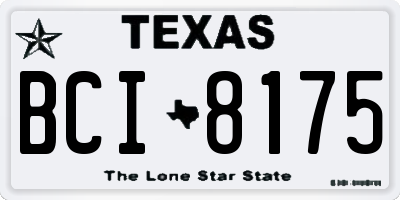 TX license plate BCI8175