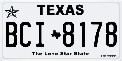 TX license plate BCI8178