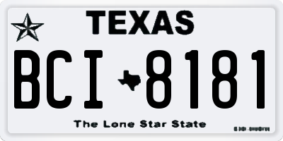 TX license plate BCI8181