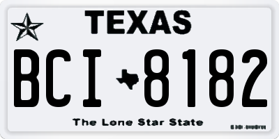 TX license plate BCI8182