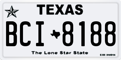 TX license plate BCI8188