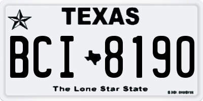 TX license plate BCI8190