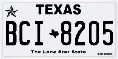 TX license plate BCI8205