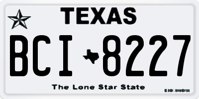 TX license plate BCI8227