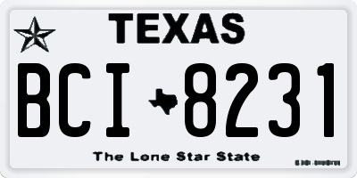 TX license plate BCI8231