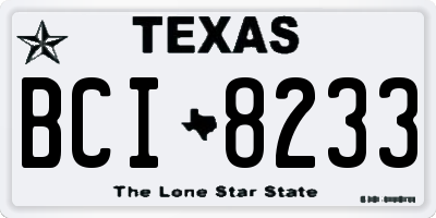 TX license plate BCI8233