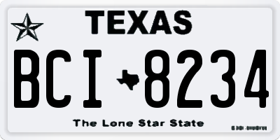 TX license plate BCI8234