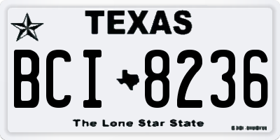 TX license plate BCI8236