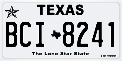 TX license plate BCI8241