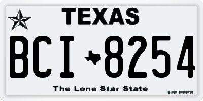 TX license plate BCI8254