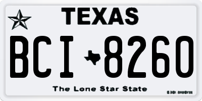 TX license plate BCI8260