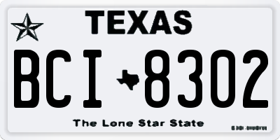 TX license plate BCI8302