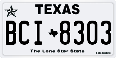 TX license plate BCI8303