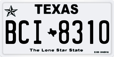 TX license plate BCI8310