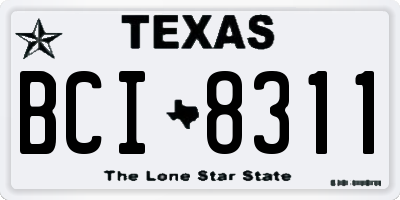 TX license plate BCI8311