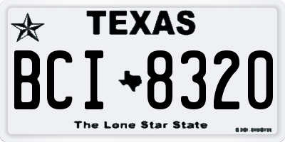 TX license plate BCI8320