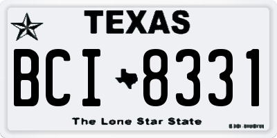 TX license plate BCI8331