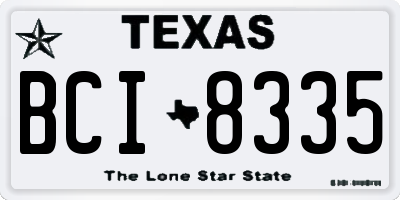 TX license plate BCI8335