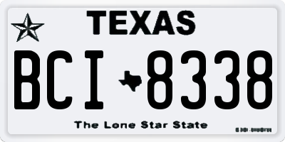 TX license plate BCI8338