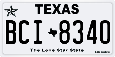TX license plate BCI8340