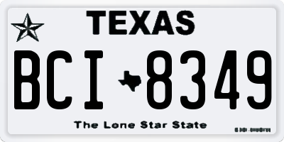 TX license plate BCI8349