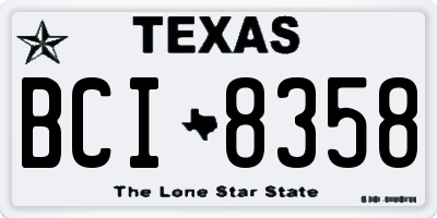 TX license plate BCI8358