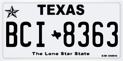 TX license plate BCI8363