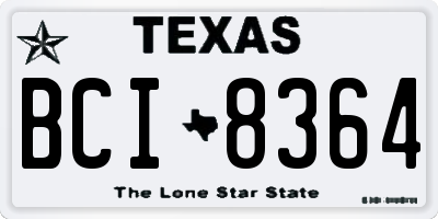 TX license plate BCI8364