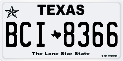 TX license plate BCI8366