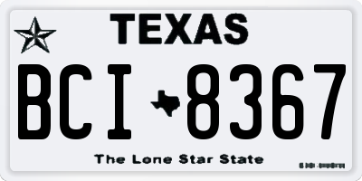 TX license plate BCI8367