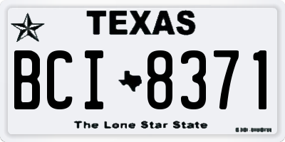 TX license plate BCI8371