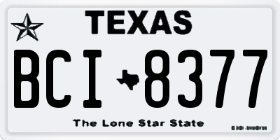 TX license plate BCI8377