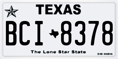 TX license plate BCI8378