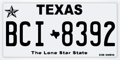 TX license plate BCI8392