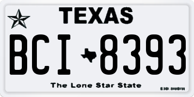 TX license plate BCI8393