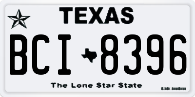 TX license plate BCI8396