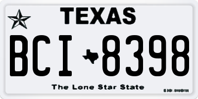 TX license plate BCI8398
