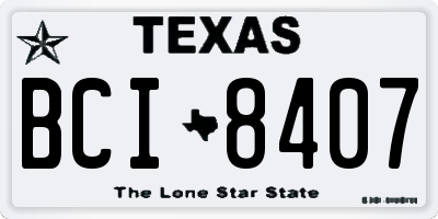 TX license plate BCI8407