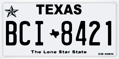 TX license plate BCI8421