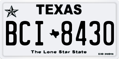 TX license plate BCI8430